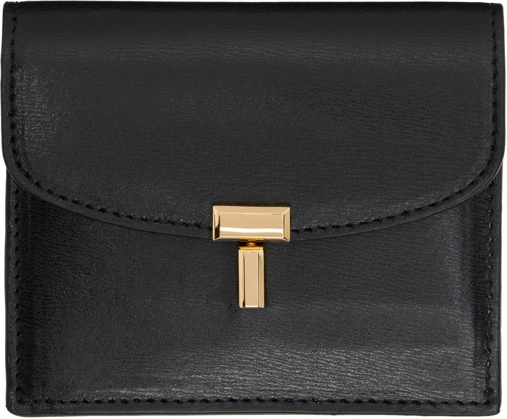 Totême Black T-Lock Leather Card Holder