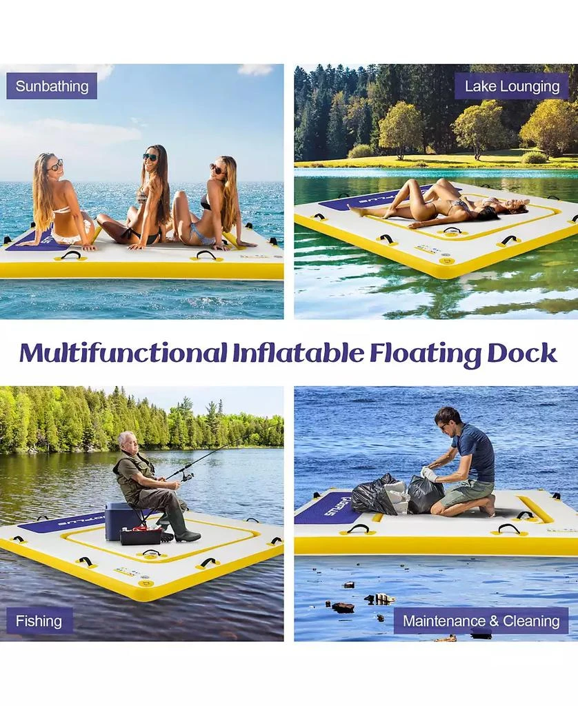 KUYOTQ 8 ft x 8 ft Inflatable Dock Platform with Mesh Swim Lounge 10