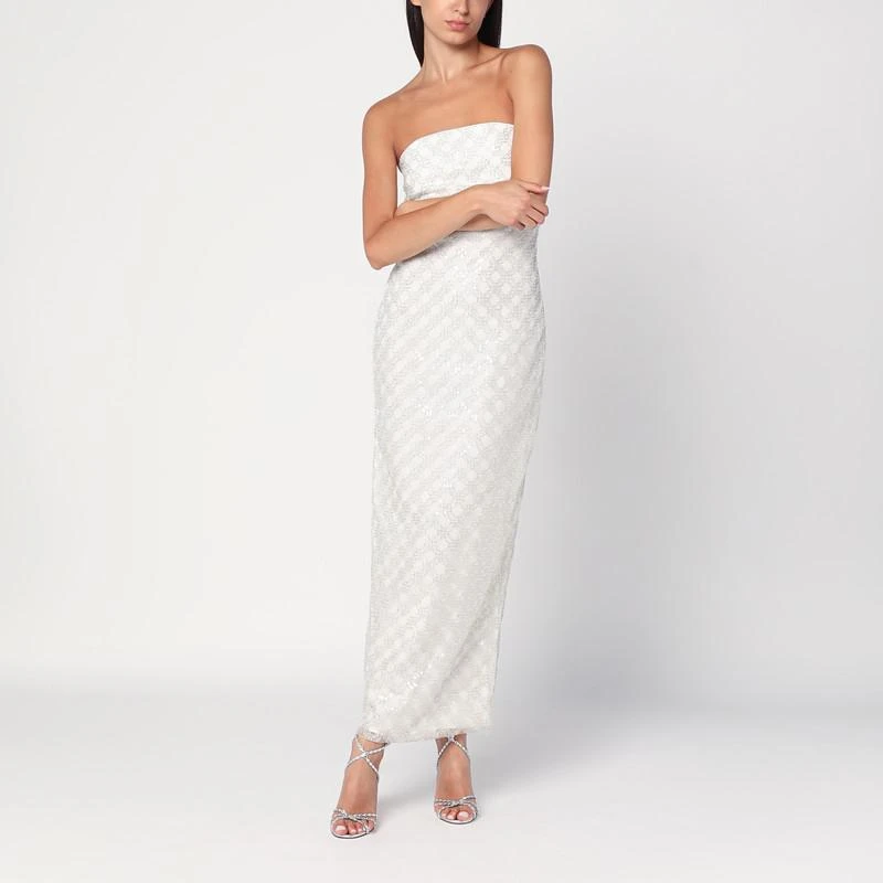 ROTATE Birger Christensen Long cream-colored dress with sequins 1