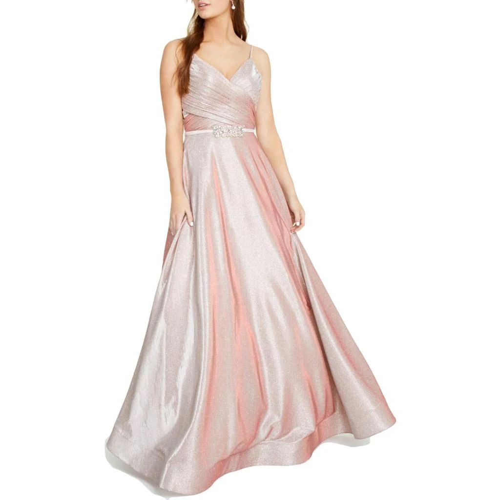 Glamour by Terani Couture Womens Shimmer Maxi Evening Dress 1