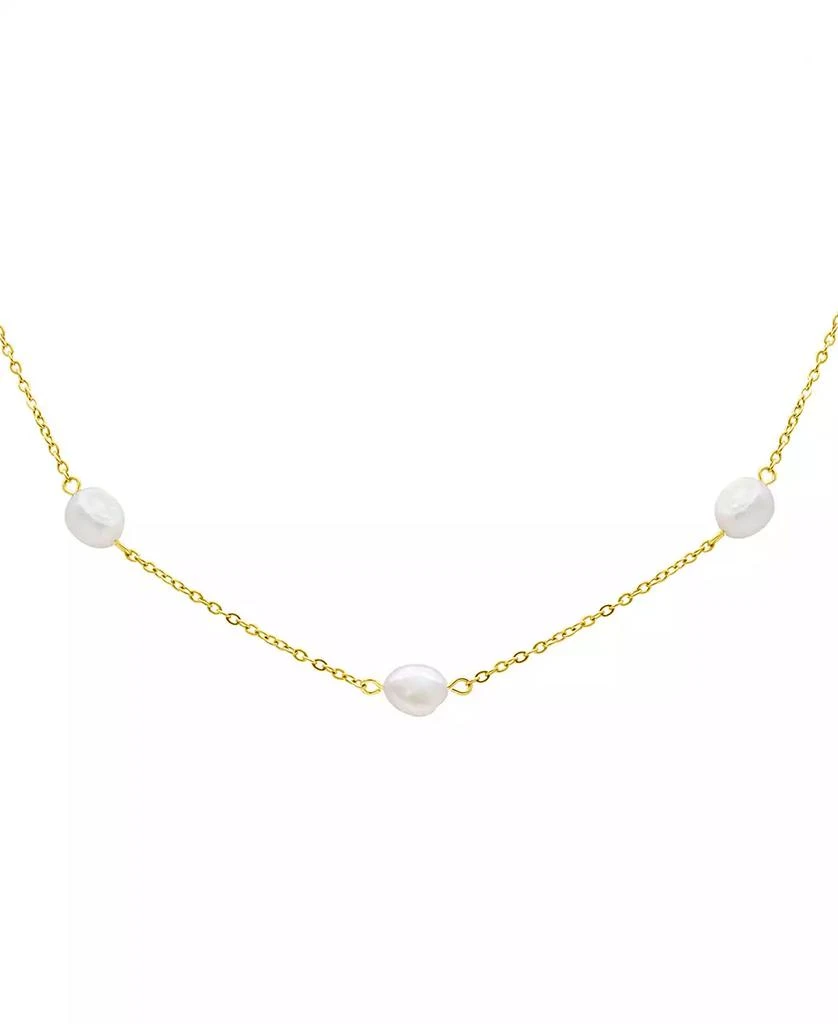 ADORNIA Tarnish Resistant 14K Gold-Plated Adjustable Station Cultured Freshwater Pearl Necklace 3