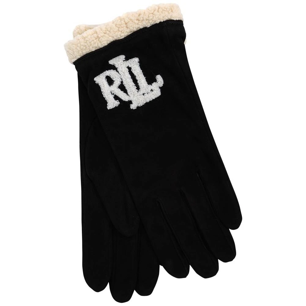 Lauren Ralph Lauren Suede Logo Faux Sherling Gloves 1