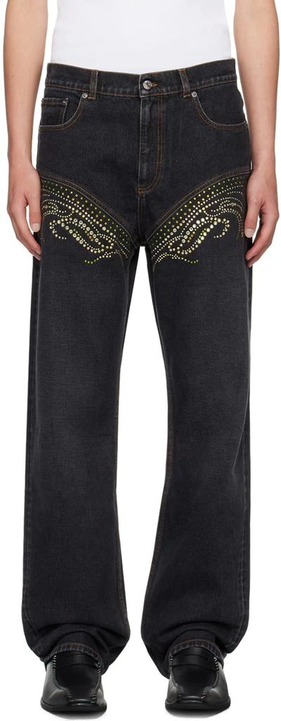 Y/Project SSENSE Exclusive Black Crystal Jeans 1