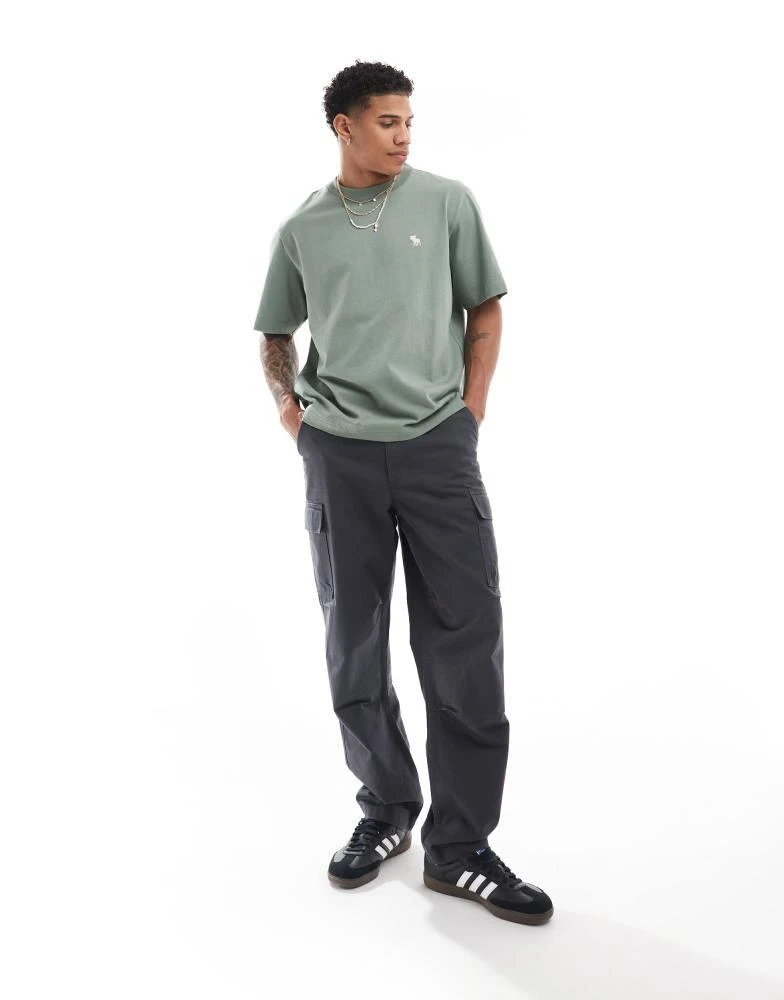 Abercrombie & Fitch Abercrombie & Fitch premium silicone icon logo t-shirt in mid green 4