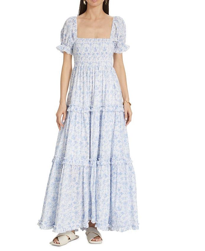 CAROLINE CONSTAS CAROLINE CONSTAS Women's Zuri Dress, White Blue Camel Toile Maxi Dress