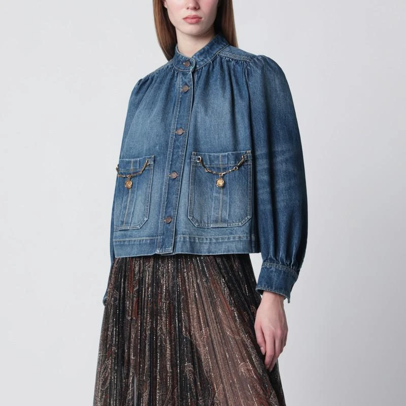 Chloé Indigo blue gathered denim jacket