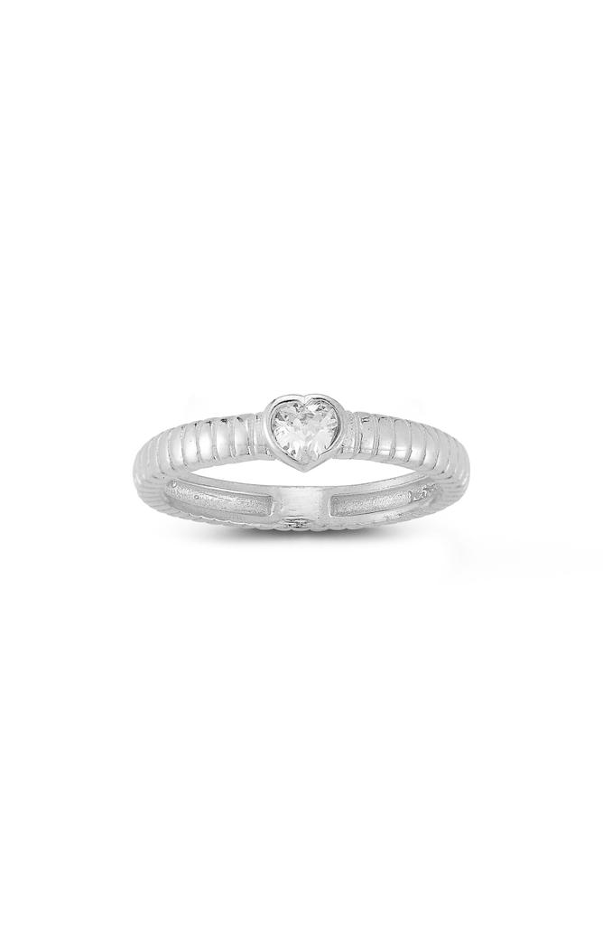 Sphera Milano Rhodium Plated Heart Shape CZ Ring