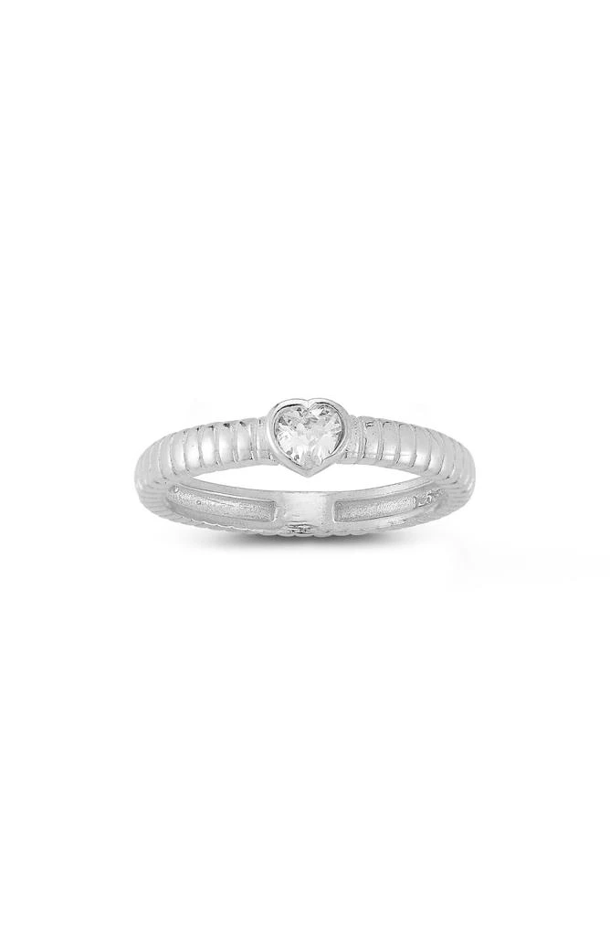 Sphera Milano Rhodium Plated Heart Shape CZ Ring 1