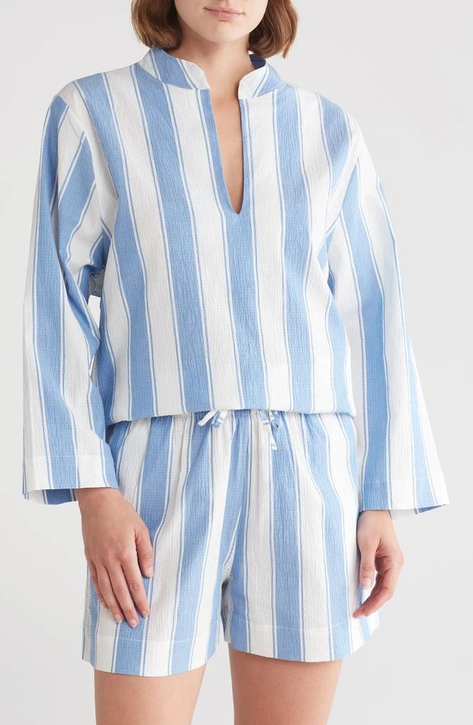 Desmond & Dempsey Feluka Stripe Stretch Cotton Short Pajamas 1