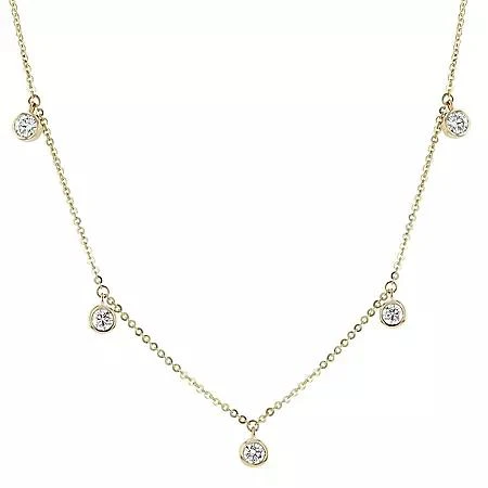 S Collection 0.75 CT. TW. Bezel Set Chandelier Diamond  Necklace in 14K Yellow Gold 1