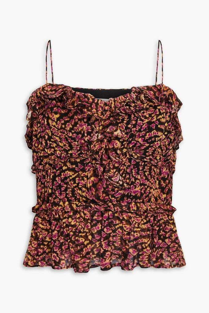 Ulla Johnson Della ruffled printed silk-crepon peplum top 1