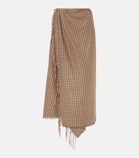 Balenciaga Houndstooth wool-blend wrap skirt 1