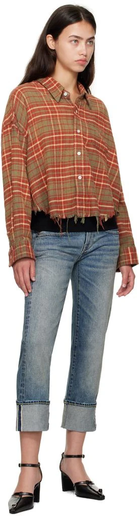 R13 Orange 
Khaki Drop Neck Cropped Shirt 4