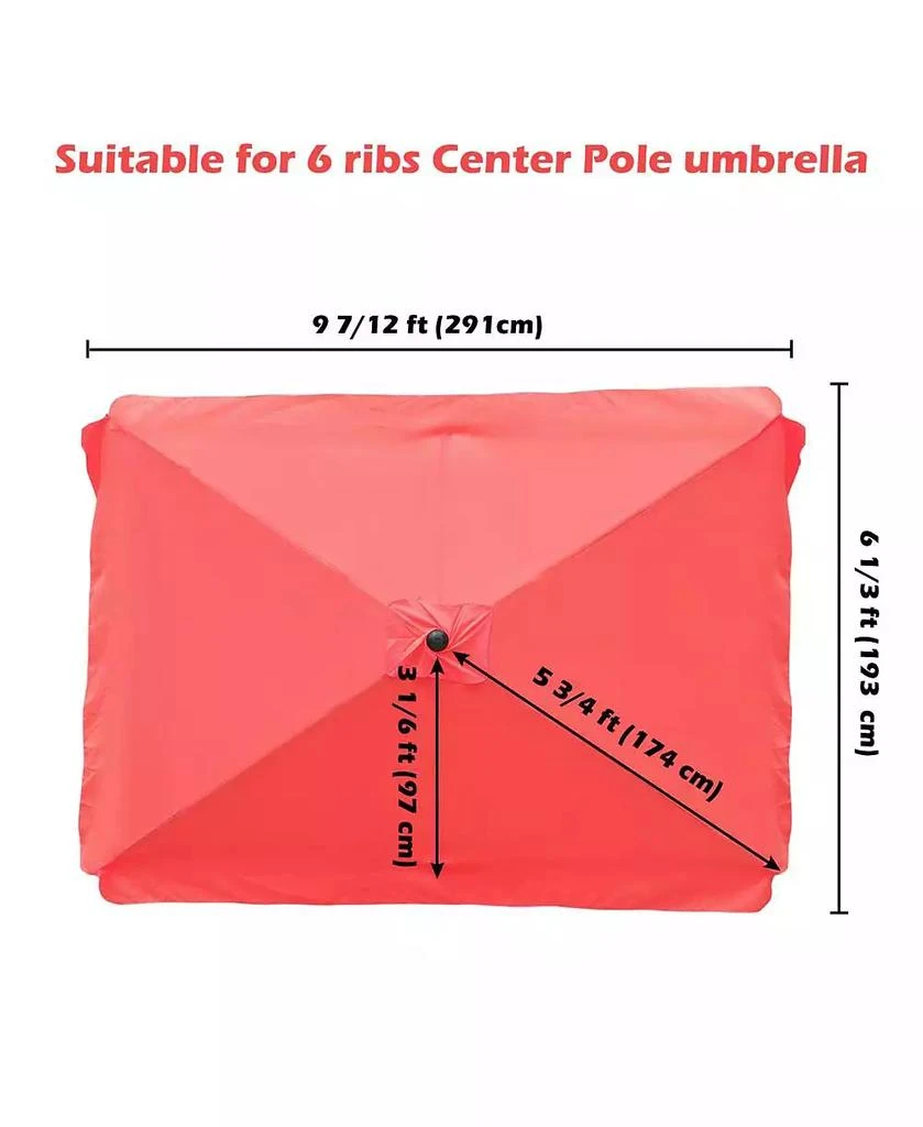 Yescom 10x6ft Universal Replacement Umbrella Canopy with Tippet Top Cover Patio Beach 3