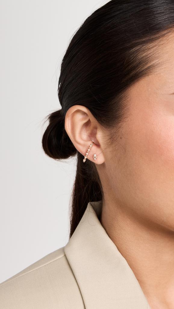 MATEO 14k The Little Things Tri Diamond and Pearl Studs