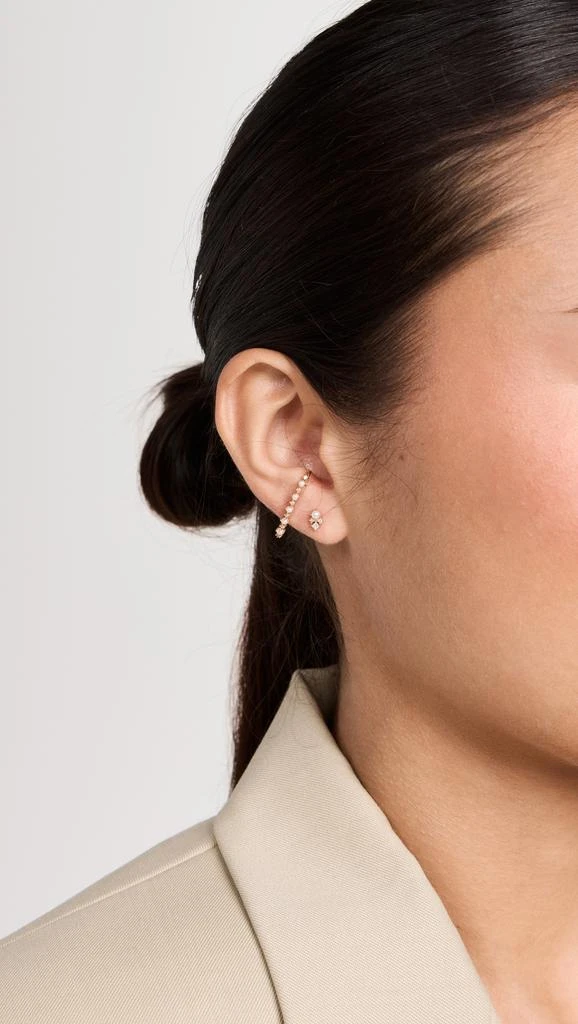 MATEO 14k The Little Things Tri Diamond and Pearl Studs 2