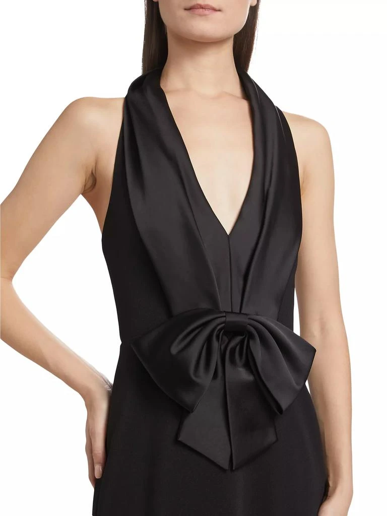 Badgley Mischka Bow Stretch-Crepe Halterneck Gown 6