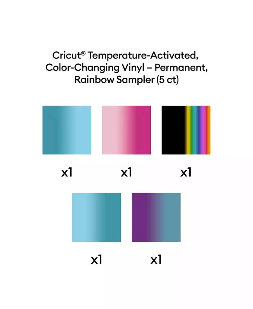 cricut Temperature Activated Color Changing Permanent Vinyl Sampler – 12 in x 12 in Sheets (5 Count) 2