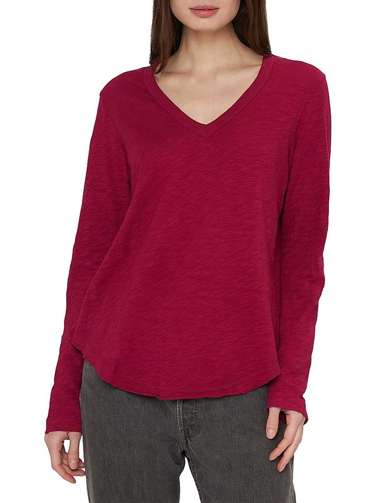 Wilt Long Sleeve V-Neck Raw Hem Shirttail 3