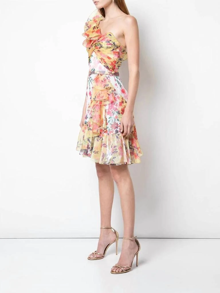 MARCHESA Marchesa - Floral Organza One Shoulder Mini Dress 3