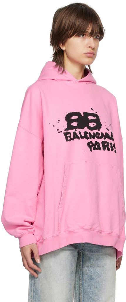 Balenciaga Pink 'Hand Drawn' BB Icon Hoodie 2