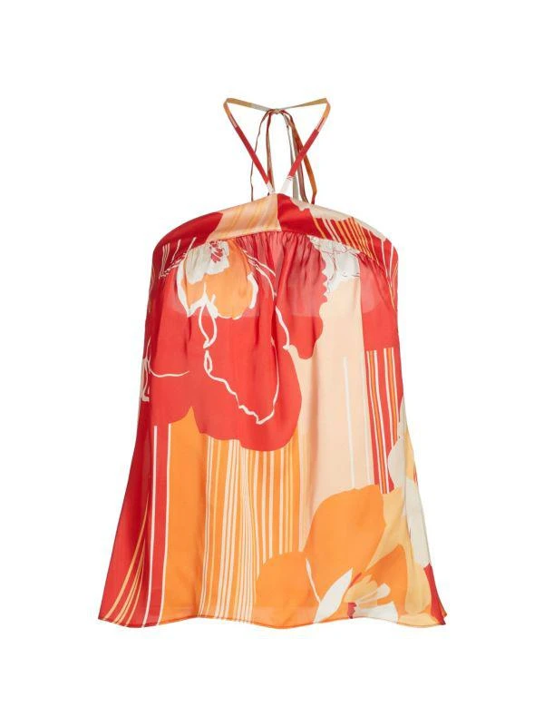 Ramy Brook Eunice Floral Satin Halter Top 6