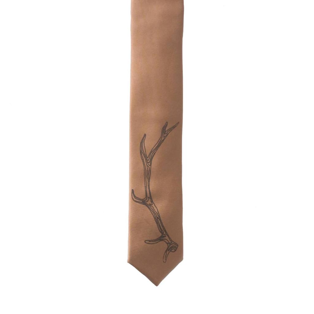 Cinder + Salt Antler Skinny Tie In Brown