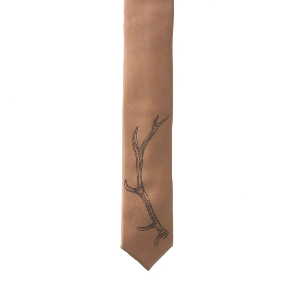 Cinder + Salt Antler Skinny Tie In Brown 1
