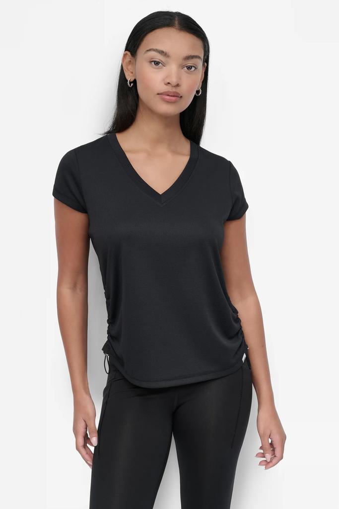 DKNY RUCHED TECH-MESH TEE