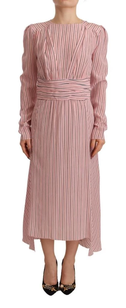 ERMANNO Stripes Long Sleeves Sheath Midi Women
s Dress (Pre-Owned)