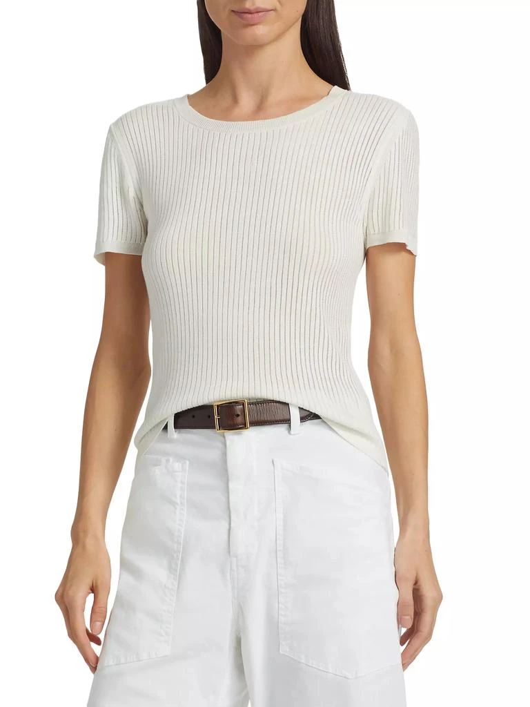 Nili Lotan Zandra Crewneck Cotton Short-Sleeve Sweater 3