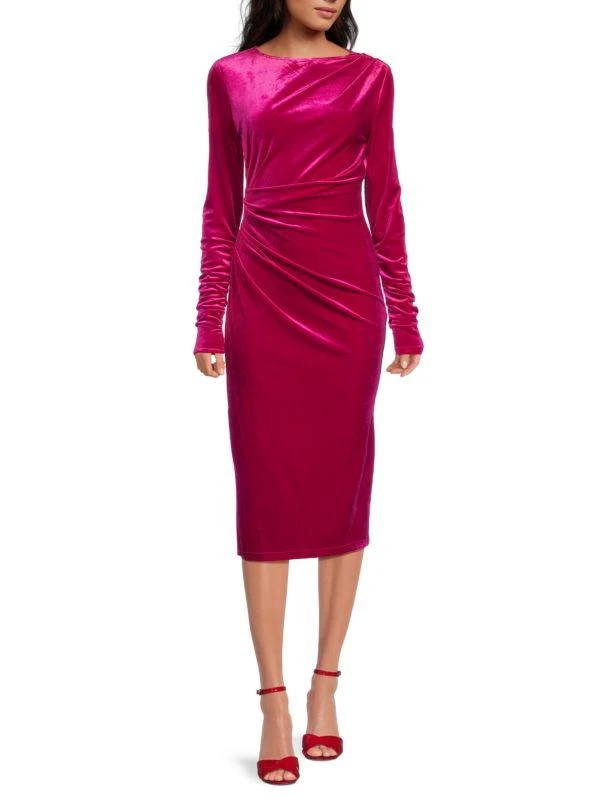 Sam Edelman Velvet Ruched Midi Dress 1
