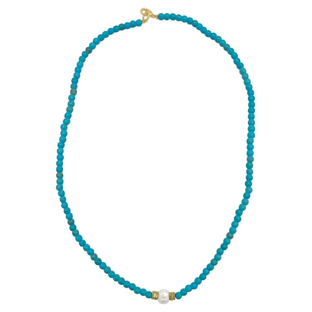 Adornia Adornia Turquoise Beaded Necklace with Pearl 1