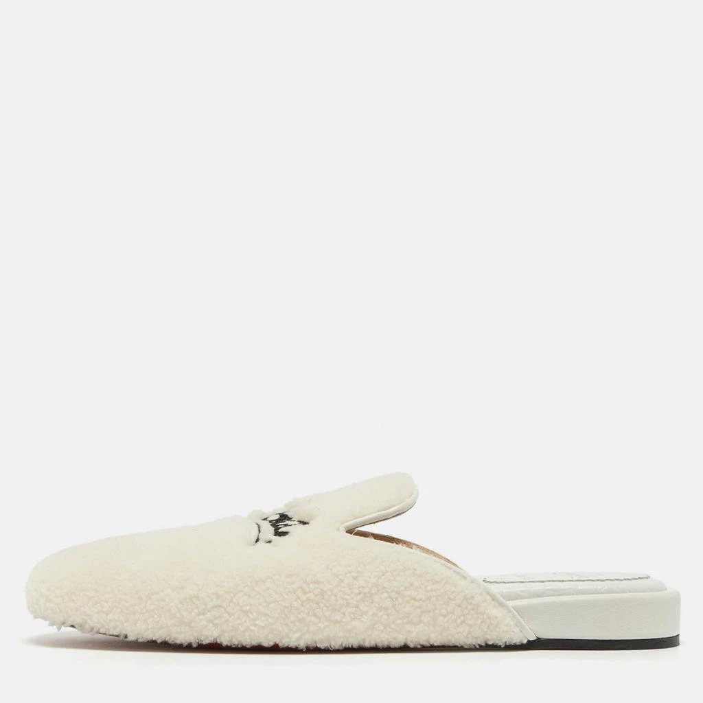 Christian Louboutin Christian Louboutin White Fur Coolito Donna Flat Mules Size 39.5 1