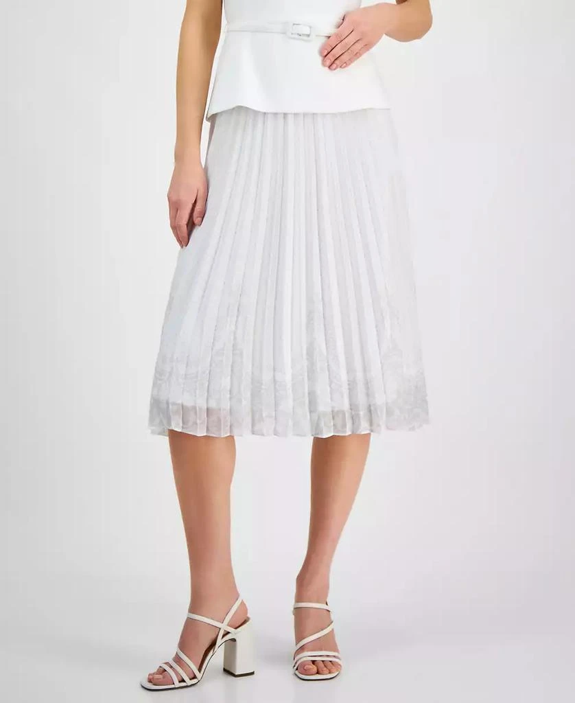 julia jordan Women's Sleeveless Belted Mix-Media Dress 5