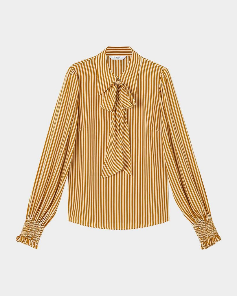LK Bennett Emilia Striped Tie-Neck Blouse 1