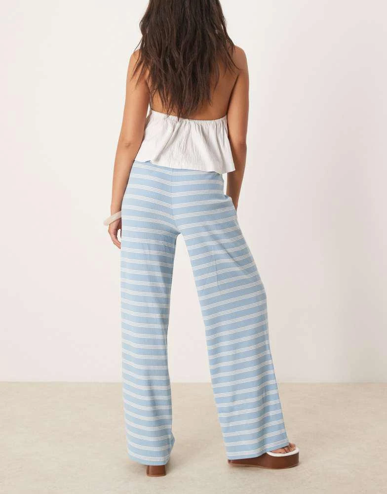 ASOS ASOS DESIGN stripe wide leg mid rise trousers co ord in baby blue 5