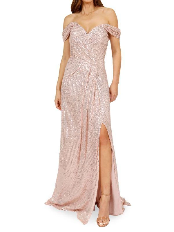 Rene Ruiz Collection Sequin Off Shoulder Gown 1