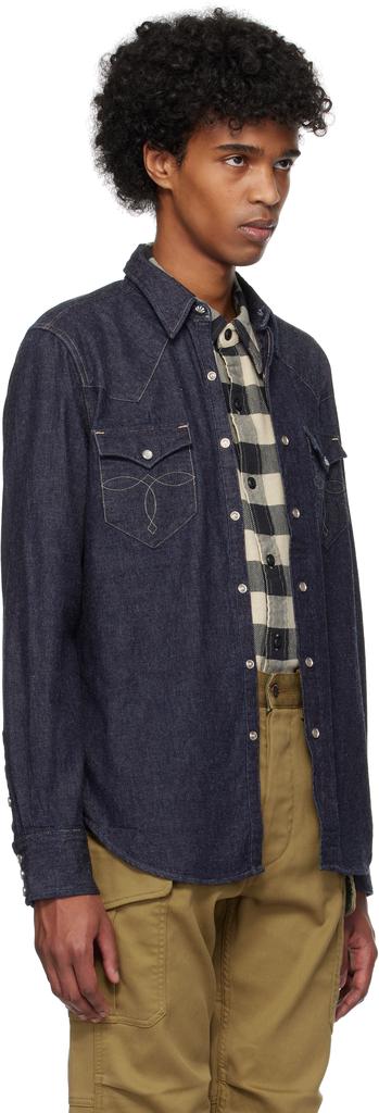 RRL Indigo Slim Fit Western Denim Shirt