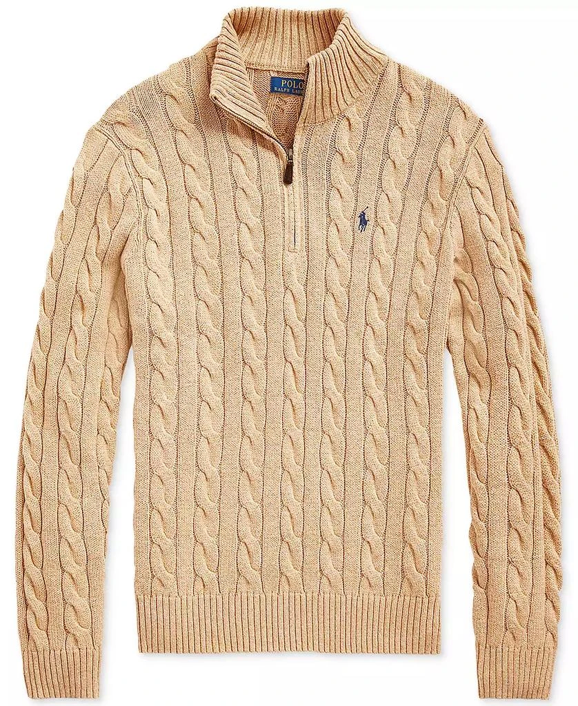 Ralph Lauren Men's Big & Tall Cable-Knit Cotton Quarter-Zip Sweater 18