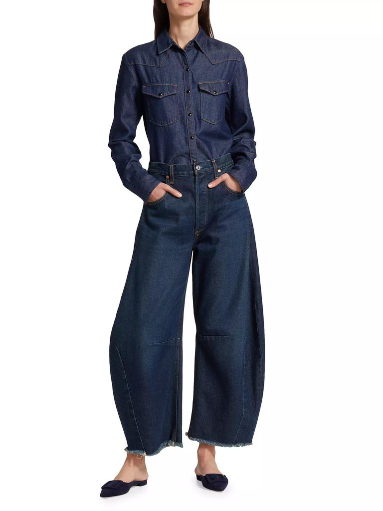 Citizens of Humanity Horseshoe Wide-Leg Frayed Jeans