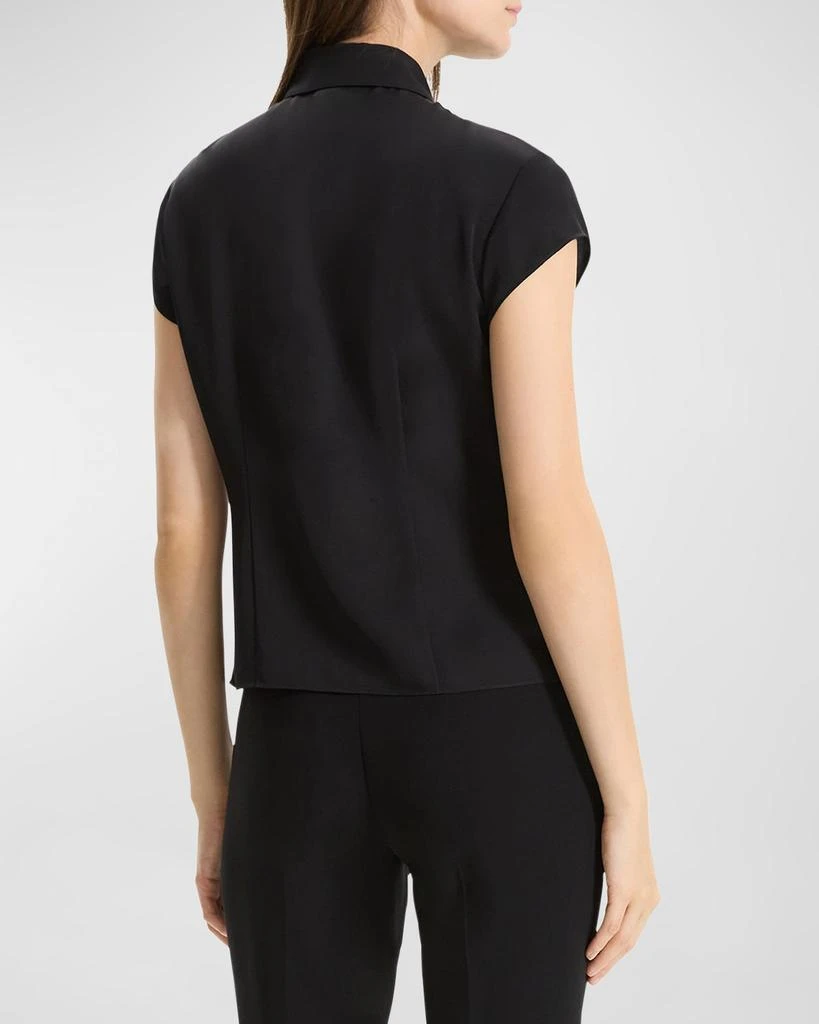 Theory Cap-Sleeve Modern Silk Georgette Blouse 6