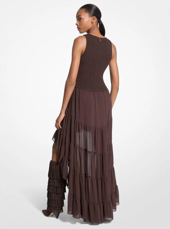 Michael Kors Georgette Smocked High-Low Dress 2
