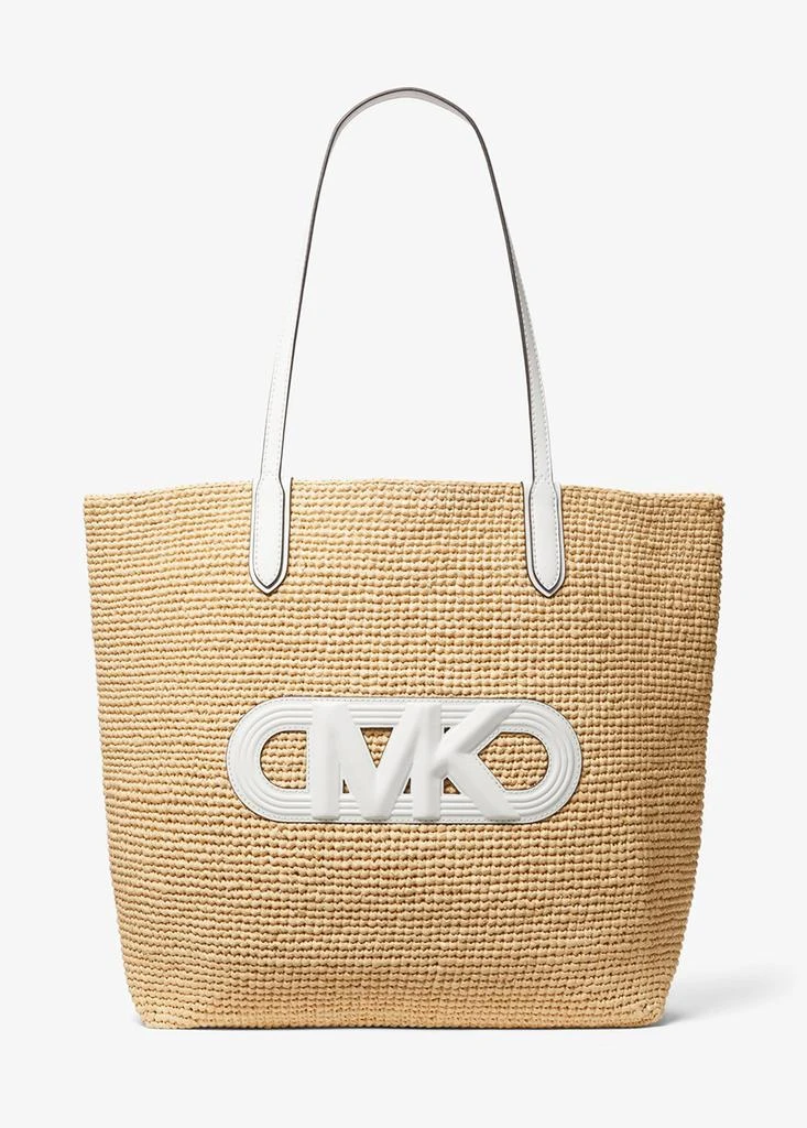 Michael Kors Eliza extra-large empire logo straw tote bag 1