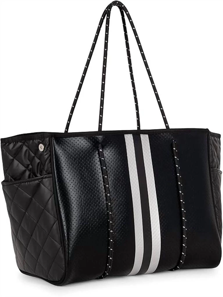 HAUTE SHORE Greyson Carbon Neoprene Tote Bag In Black And Silver 2
