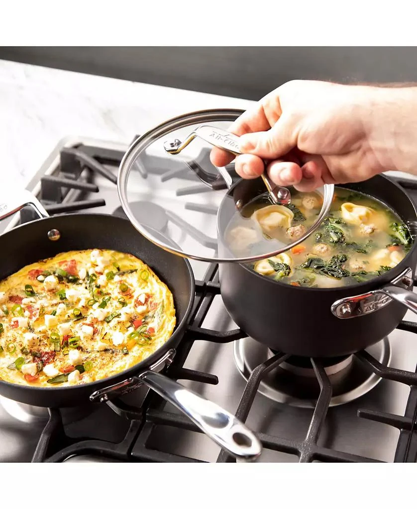 All-Clad Essentials Hard Anodized Nonstick Cookware Set, 2-piece Fry and Sauce Pan with lid Set 6