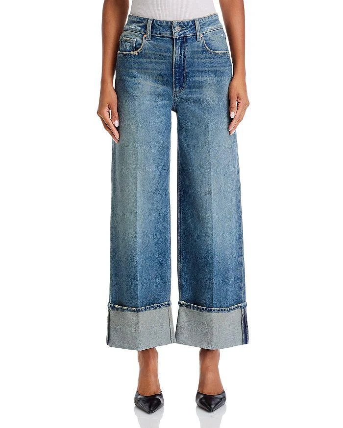 Paige Sasha Wide Cuff Ankle Jeans in Blue Note Distressed 7