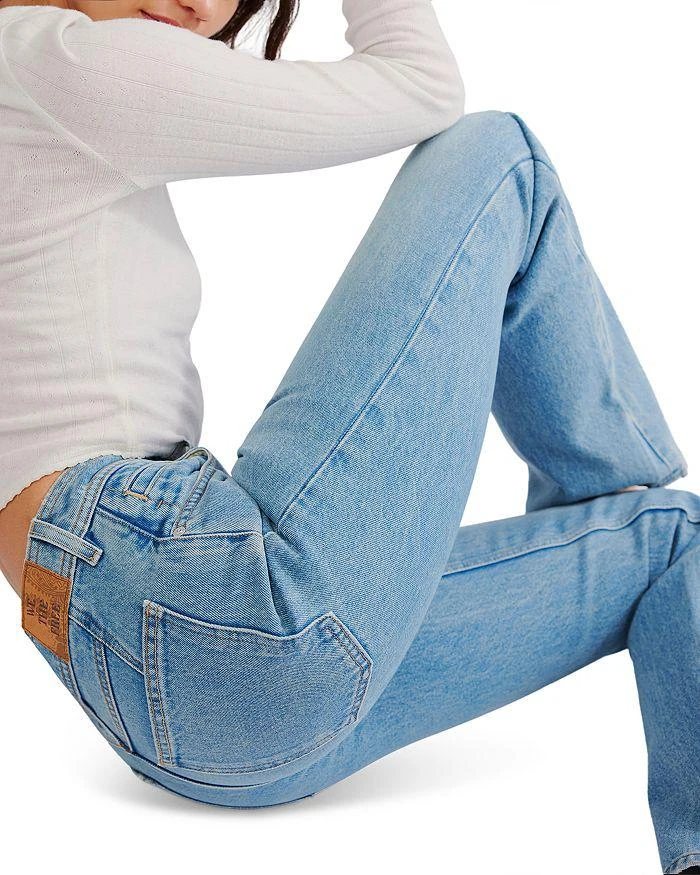 Free People We The Free Xena High Rise Slim Straight Jeans in Union Blue 4