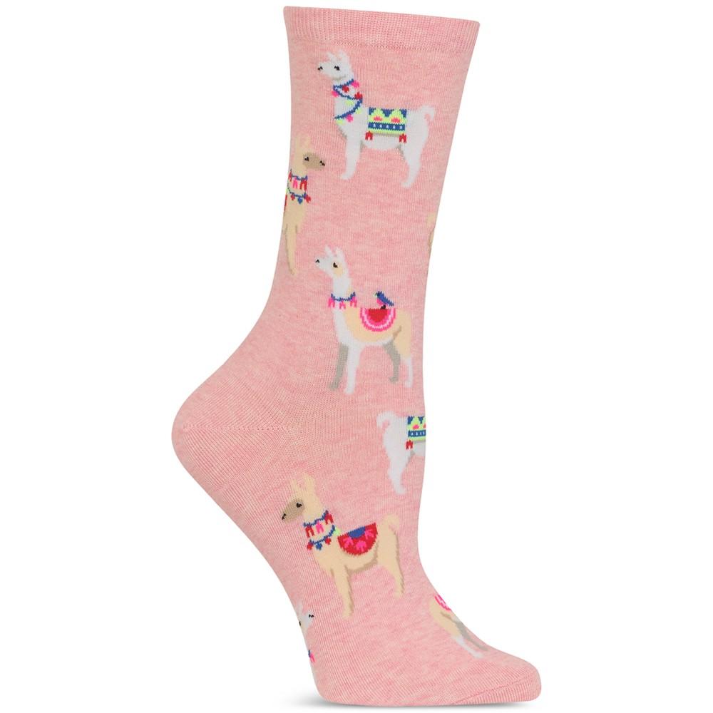 Hot Sox Women's Alpacas Printed Knit Crew Socks