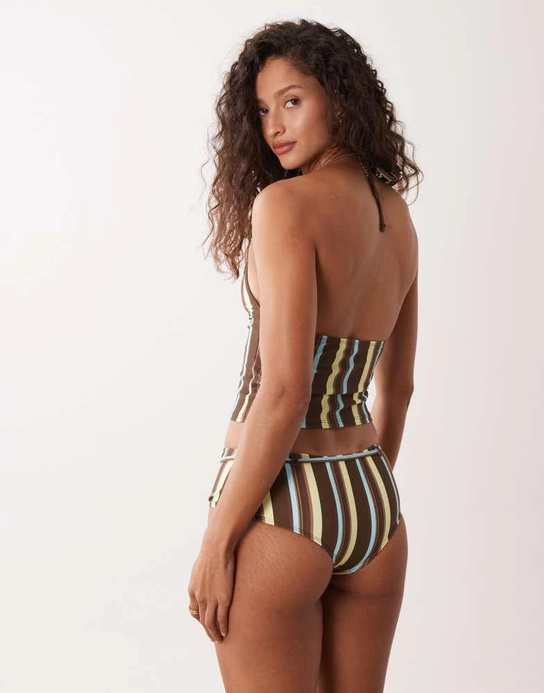 Motel Motel Thorin striped tankini in brown blue 2